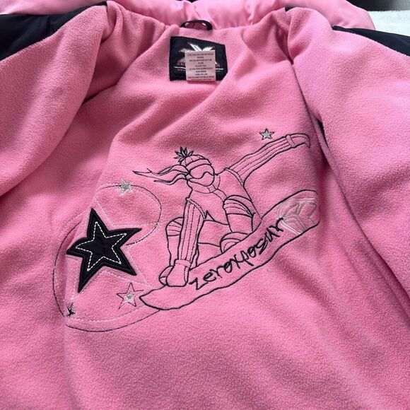 Zero Xposure Girls 16 Black Puffer Snowboard Hooded Jacket Black Pink Winter - Picture 5 of 14